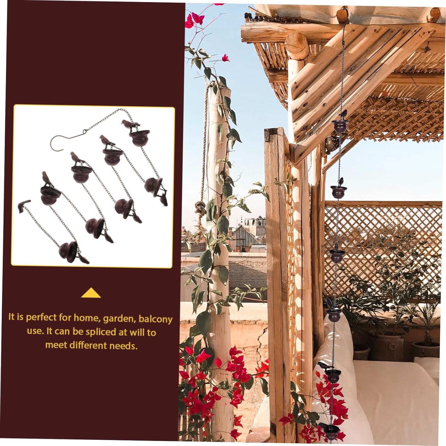 ORFOFE Metal Rain Chain for Gutters Unique Decorative Rain Chain Design for Home and Garden Finish Elegant Outdoor Water Drainage