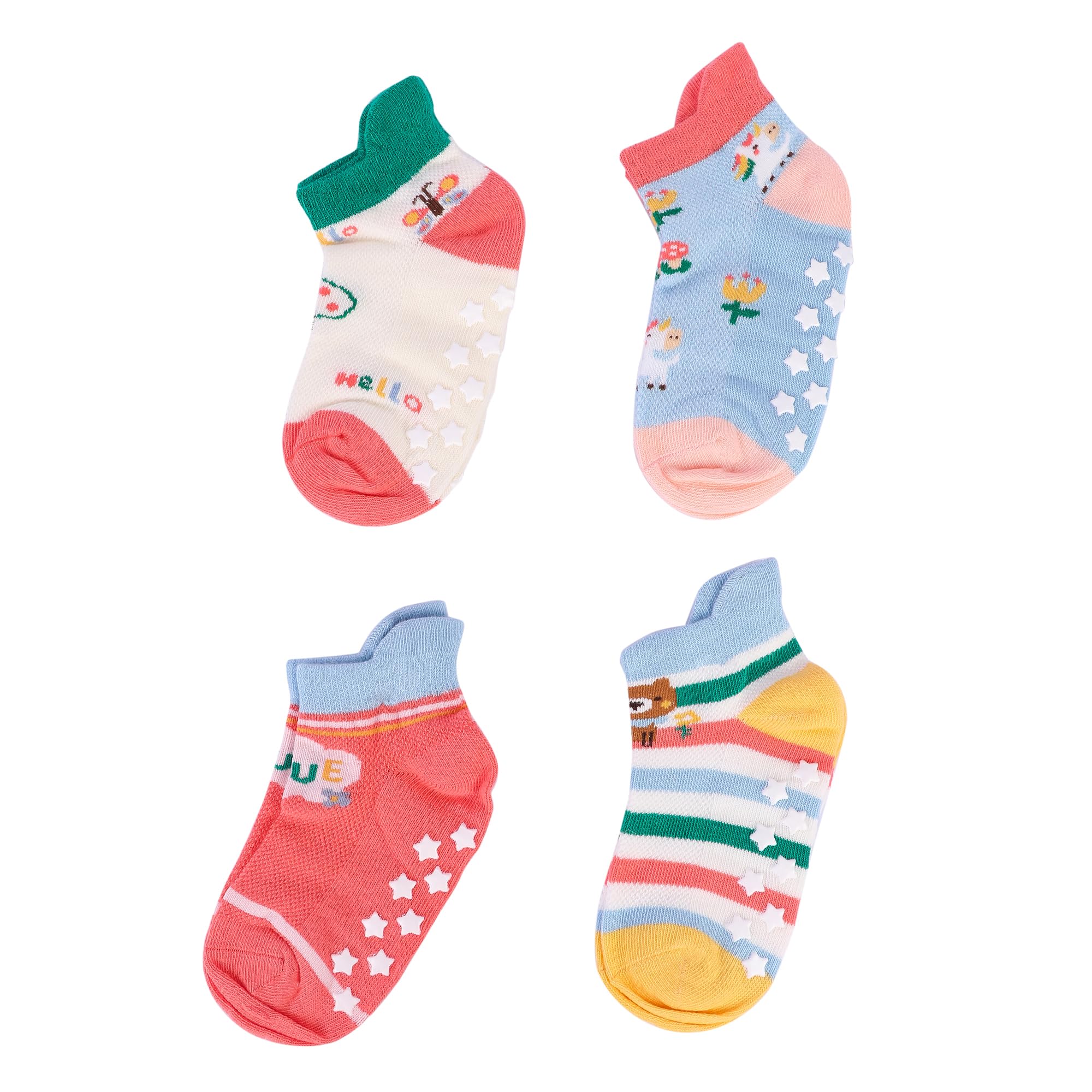 Girls ClubsCotton Anti Slip Grip Socks for Kids Boys & Girls (Assorted Random Designs)