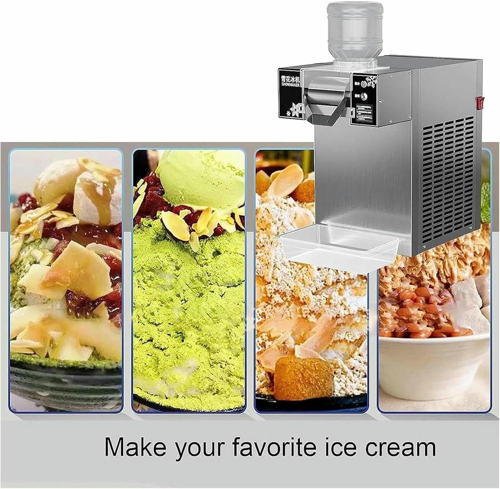 Machine à glaçons électrique, 360 W, 60 kg/24 h, Usage Commercial, Production de Glace en 3 Secondes, Vitesse réglable en continu, idéale pour Le Bureau et Les fêtes.,