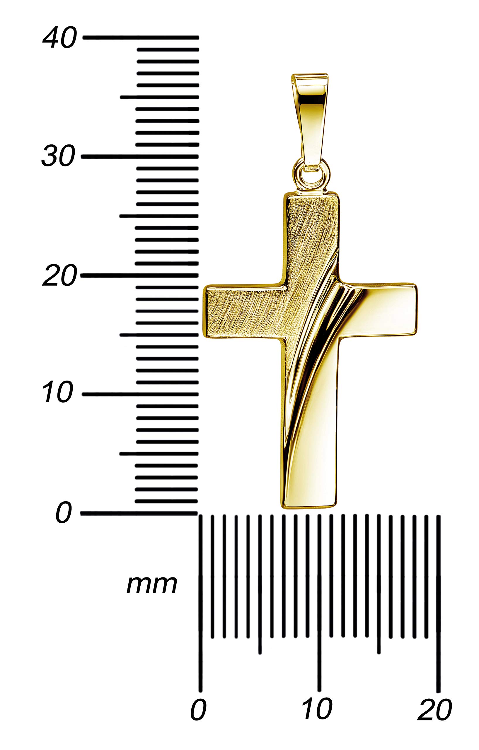 Anhänger-Kreuz Goldkreuz für Damen und Herren als Kettenanhänger 333 Gold 8 Karat mit Halskette Länge wählbar.