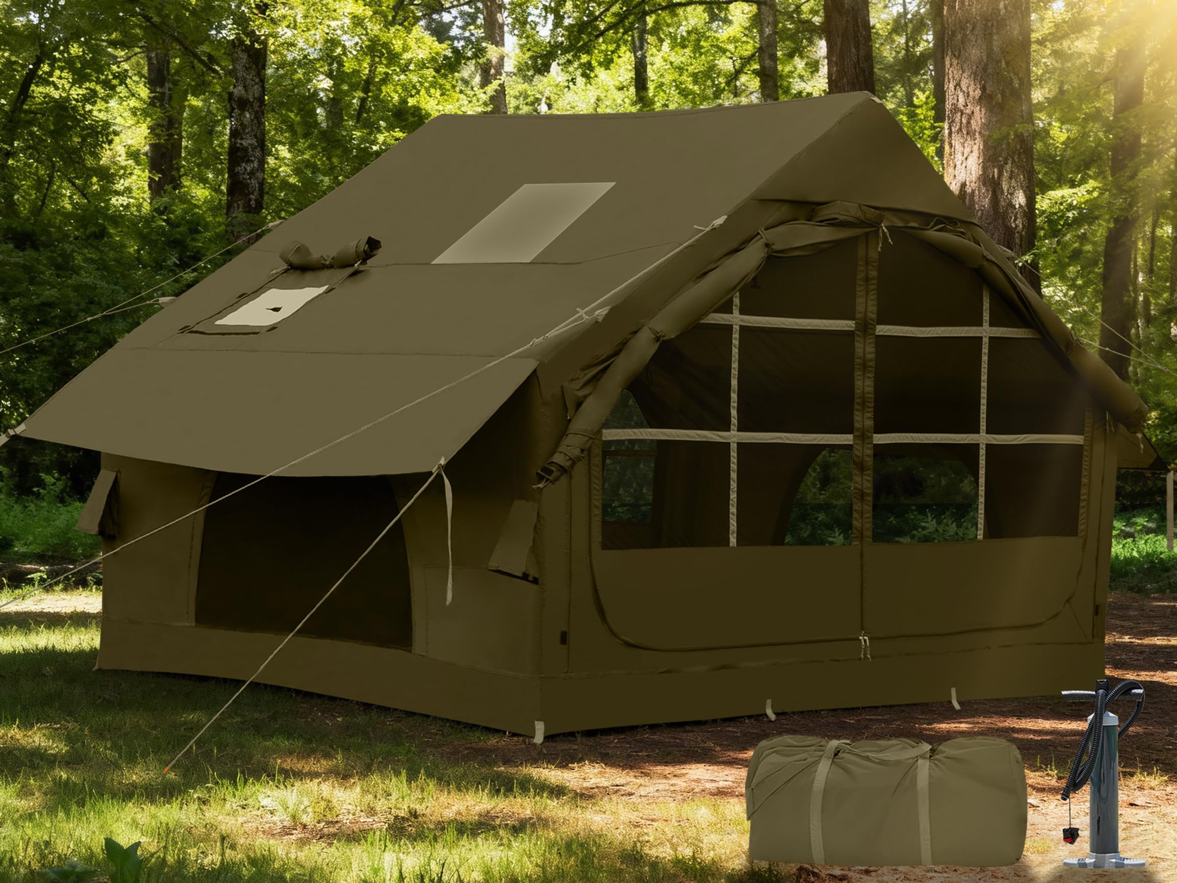SHANQUAN Inflatable Tent 4 Person with Stove Jack