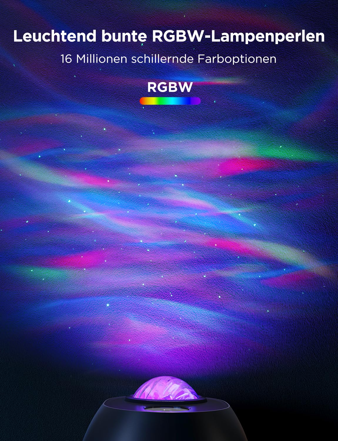 Govee LED Sternenhimmel Projektor, RGBW Aurora Lampe mit 52 Szenen, Timer, 18 White Noise, Alexa Matter Kompatibel Polarlicht Lampe, Smart Galaxy Sternenprojektor für Kinderzimmer Schlafzimmer Deko