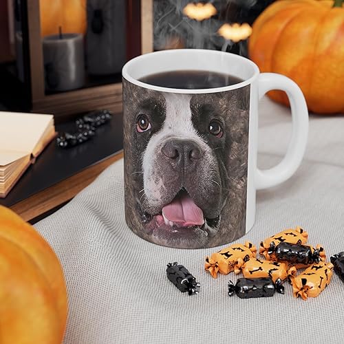 Miniatura 6 de Lovesout Funny Gifts - Taza de café de cerámica blanca con diseño de perro matón americano a rayas, 11 onzas