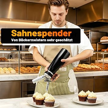 Whipped Cream Dispenser, Aluminum Cream Whipper 500mL, Whipped Cream Maker with 3 Decorating Nozzles Brush Storage Bag and Silicone Gasket, Whipped Cream Maker Set