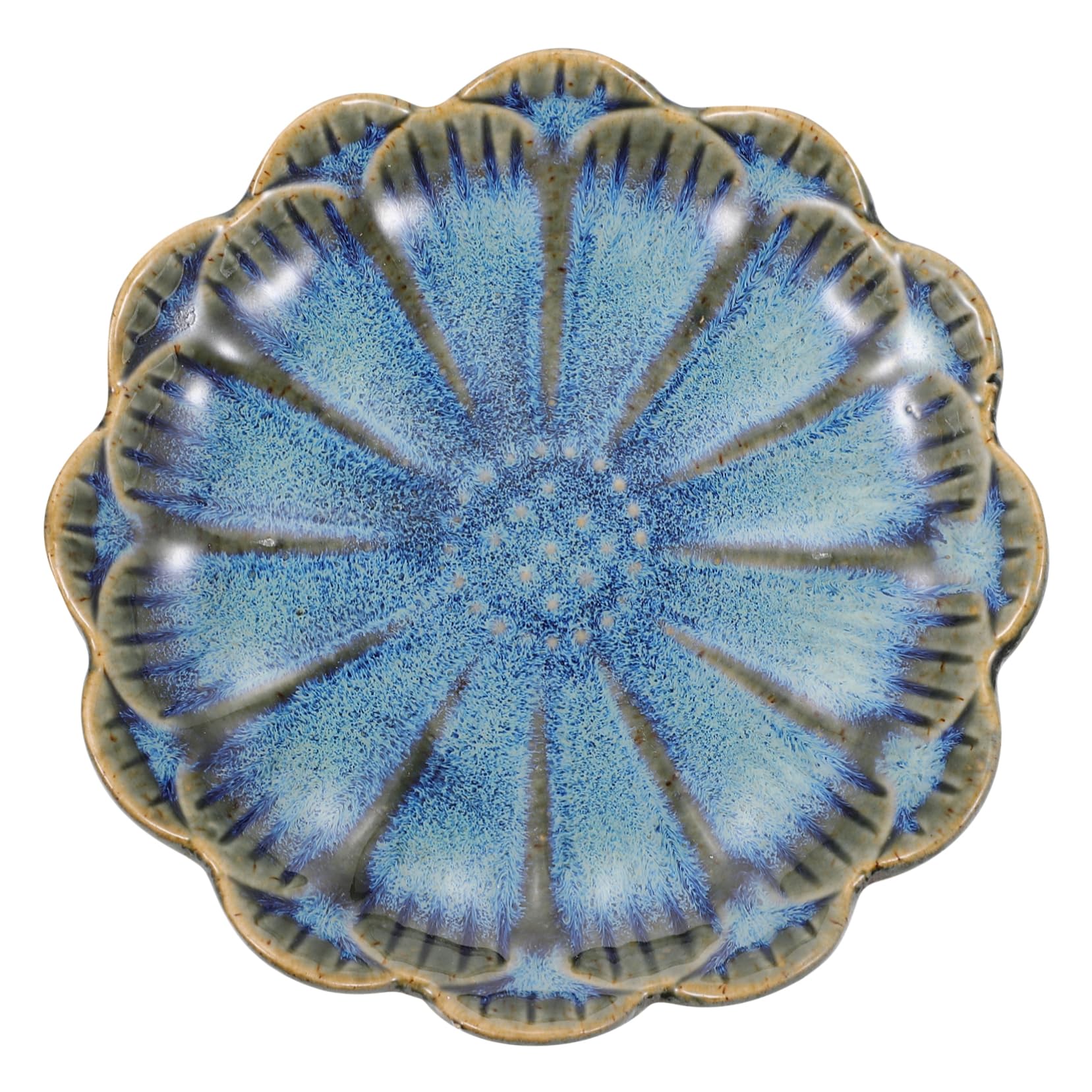 NAMOARLY Flower-shaped Saucer Plate Ceramic Dish Seasoning Bowl Sauce Plate Kitchen Utensil