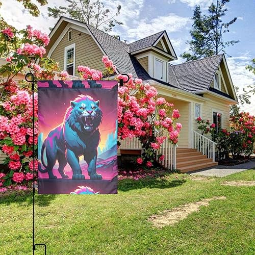 Miniatura 6 de Synthwave Sabertooth Prints Summer Garden Flag Double Sided Decoration Courtyard 12x18in