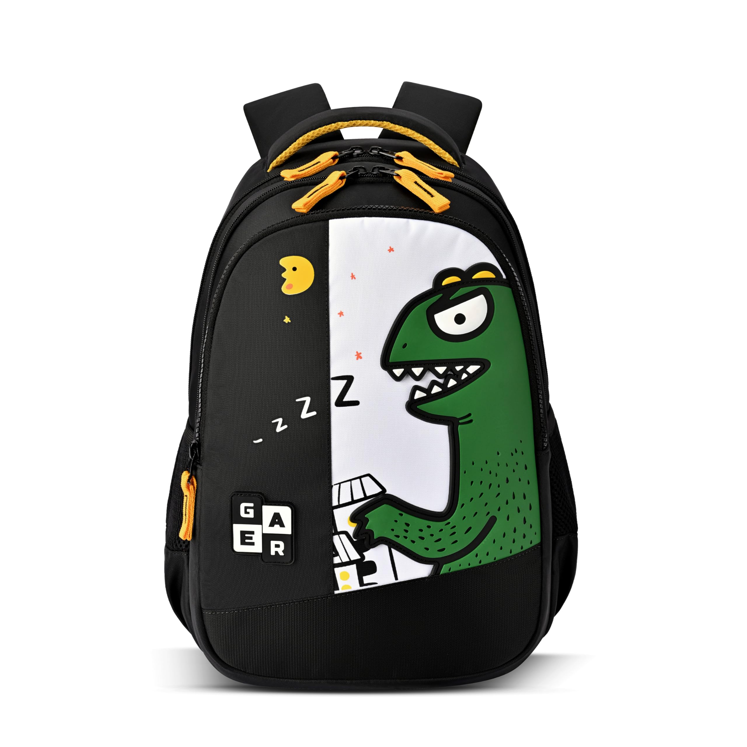 Gear Giant Monster Backpack 15"/20L Small Water Resistant School Bag/Casual Backpack/Daypack/Kids Bag for Boys/Girls (Black-Yellow)