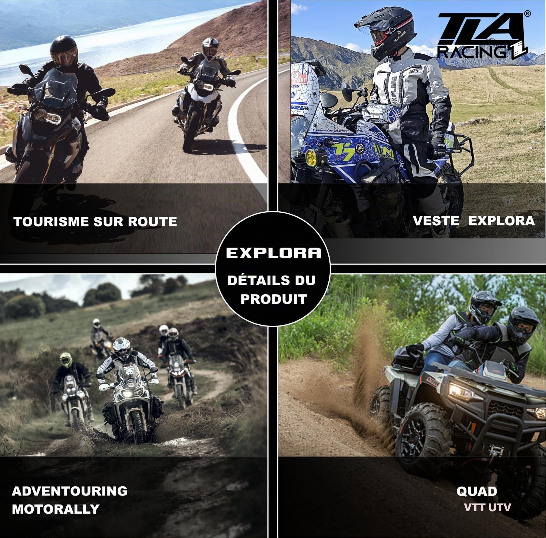 TLA EXPLORA Veste Moto, 2 Couches, Protections, imperméable. Tailles S-7XL
