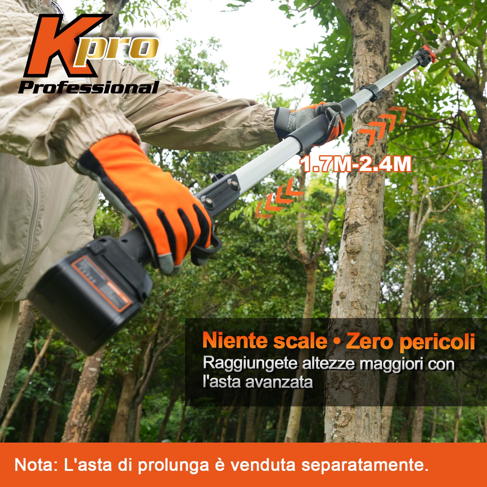 Kebtek Forbici Da Potatura 35mm Con 2 Batterie 4Ah Compatibili Con Asta | Per Frutteti E Potature Intensive, Compatibili Con Asta Per Raggiungere Rami Più Alti