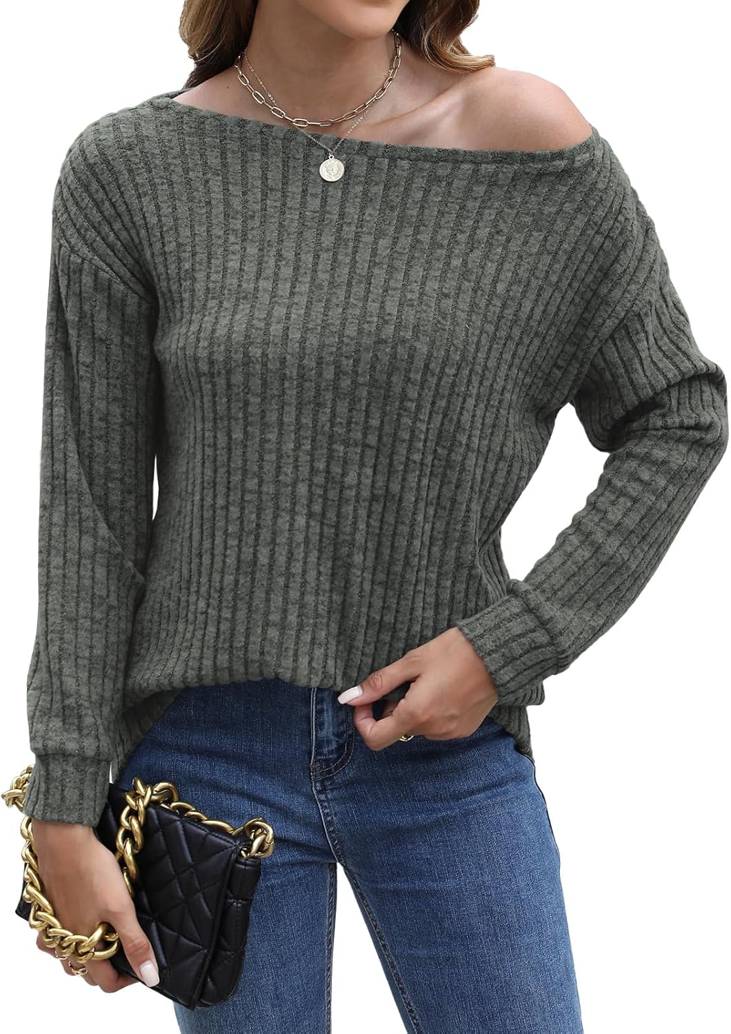 Womens Tops Sweaters Ladies Tunics Casual Long Sleeve Shirts Blouses Tees Dressy Casual Clothing Boat Neck Fashion 2025 - Image 5