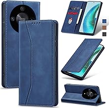 Jasonyu Handyhülle für Honor Magic 6 Lite 5G Hülle Leder Flip Klappbare Stoßfeste Magnetische Premium PU Leder Standfunktion Kartenfächern Schutzhülle Klapphülle für Magic6 Lite,Blau