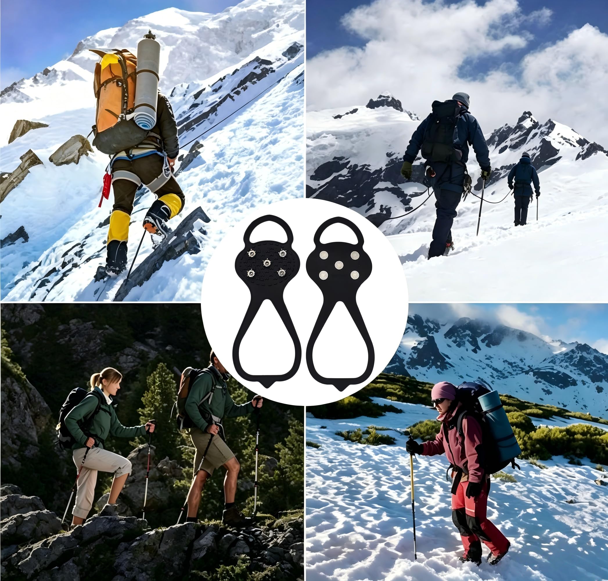 2 Paire Crampons Neige Chaussures Crampons Chaussures Randonnée Pointes en Acier Inoxydable Protection Facile à Enfiler pour Sports d'hiver en Extérieur Randonnée Pêche Marche