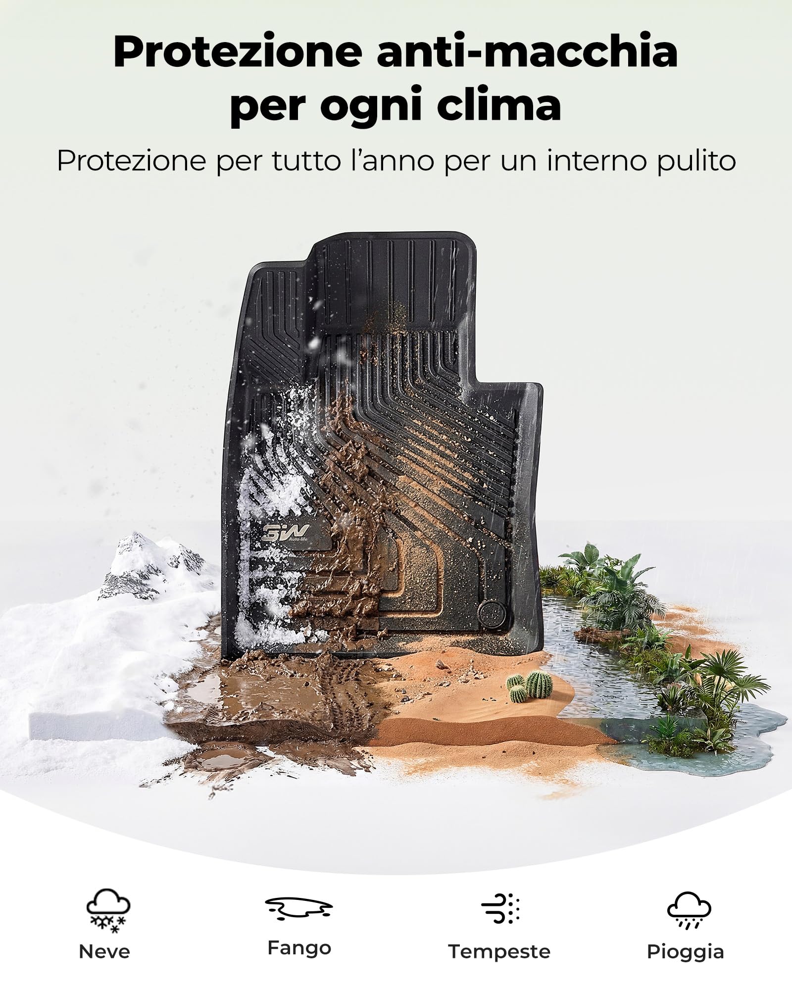 3W Set 4 di Tappetini per VOLVO XC60 2018-2025 2026 in Thorex™ e Tappetino per Bagagliaio su Misura, Facile da Pulire Tappeti per Auto Resistente e Tappeto Bagagliaio Antiscivolo per VOLVO XC60