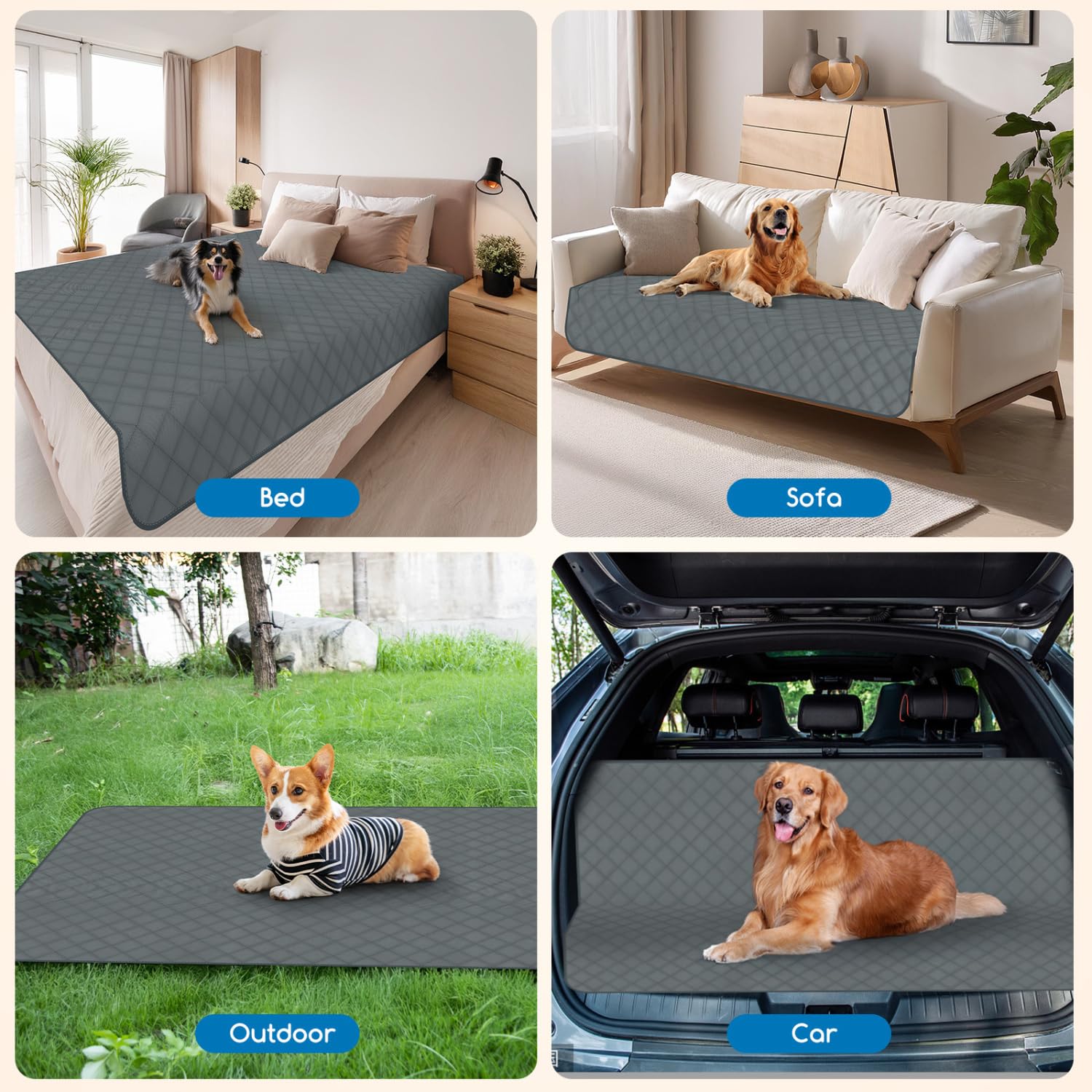 Nobleza Manta Impermeable para Perros, Reutilizable Manta para Mascotas, Alfombrilla para Perros Lavable y Antideslizante, Protector de Muebles para Sofá y Cama, 178 * 76cm
