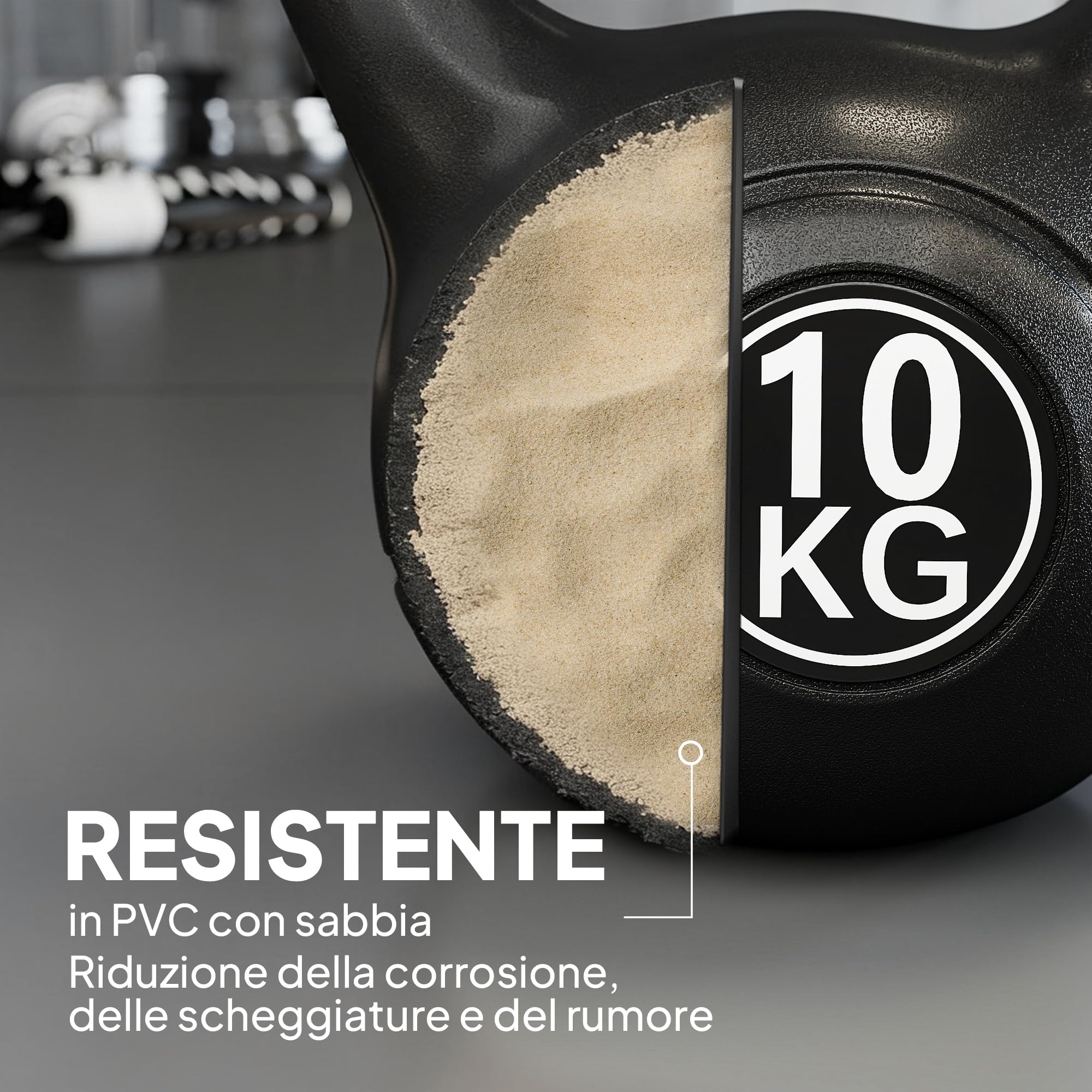 HOMCOM Kettlebell 4/6/8/10/12kg per Sport e Fitness con Base Piatta e Impugnatura, Kettlebell Pesi per Allenamento Home Gym Casa e Palestra, Nero
