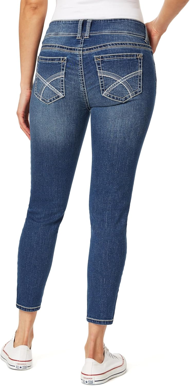 WallFlower Women's Luscious Curvy Ankle Mid-Rise Insta Stretch Juniors Jeans