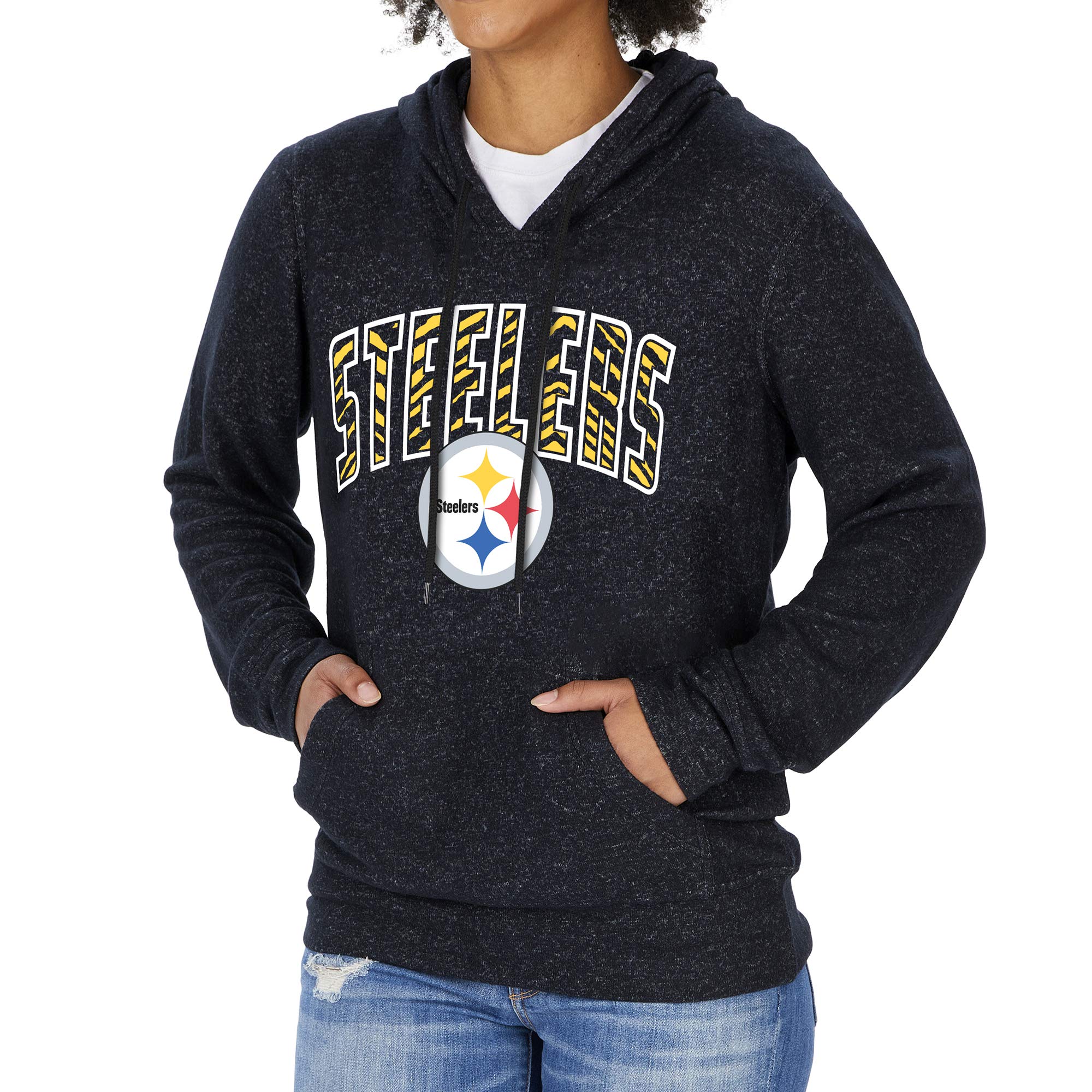 Zubaz Officially Licensed Women's NFL Soft Hoodie, Pittsburgh Steelers, Size Small