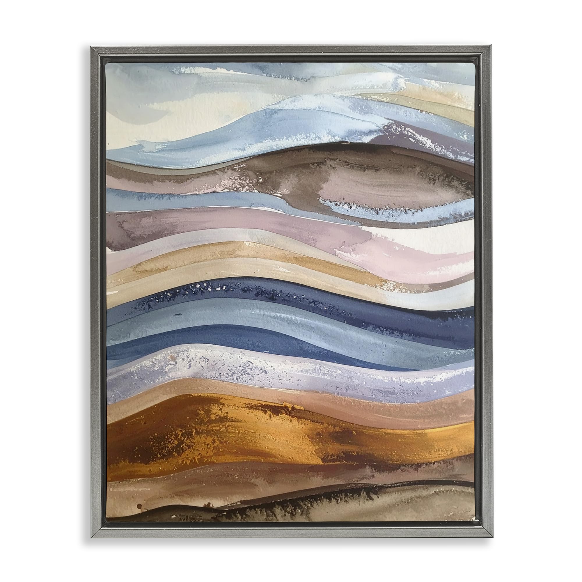 Stupell Industries 'Ocean Flow Layers', Floating Frame Canvas Art, Gray, 17 x 21 Inches, Easy to Hang and Sturdy, Made in USA, by Alonza Saunders