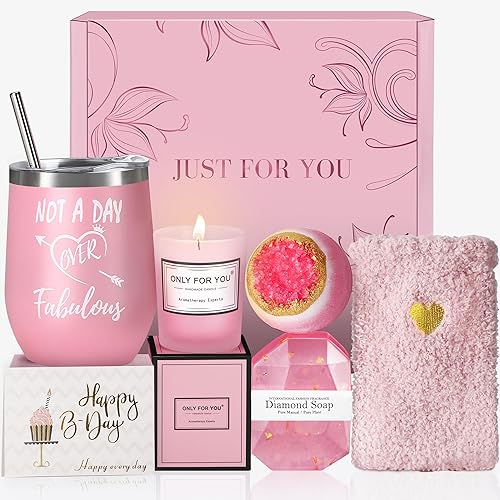 Regalos de cumpleaños para mujeres, juego de cesta de regalo relajante para spa, regalos de amistad de feliz cumpleaños para mujeres, caja de regalo