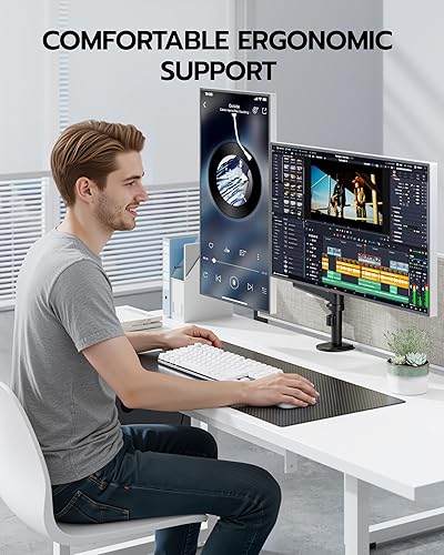 Miniatura 7 de ARES WING Soporte para monitor doble - Brazo de monitor ultraancho para pantalla curvada de alta resistencia de 17 a 40 pulgadas de hasta 24 libras