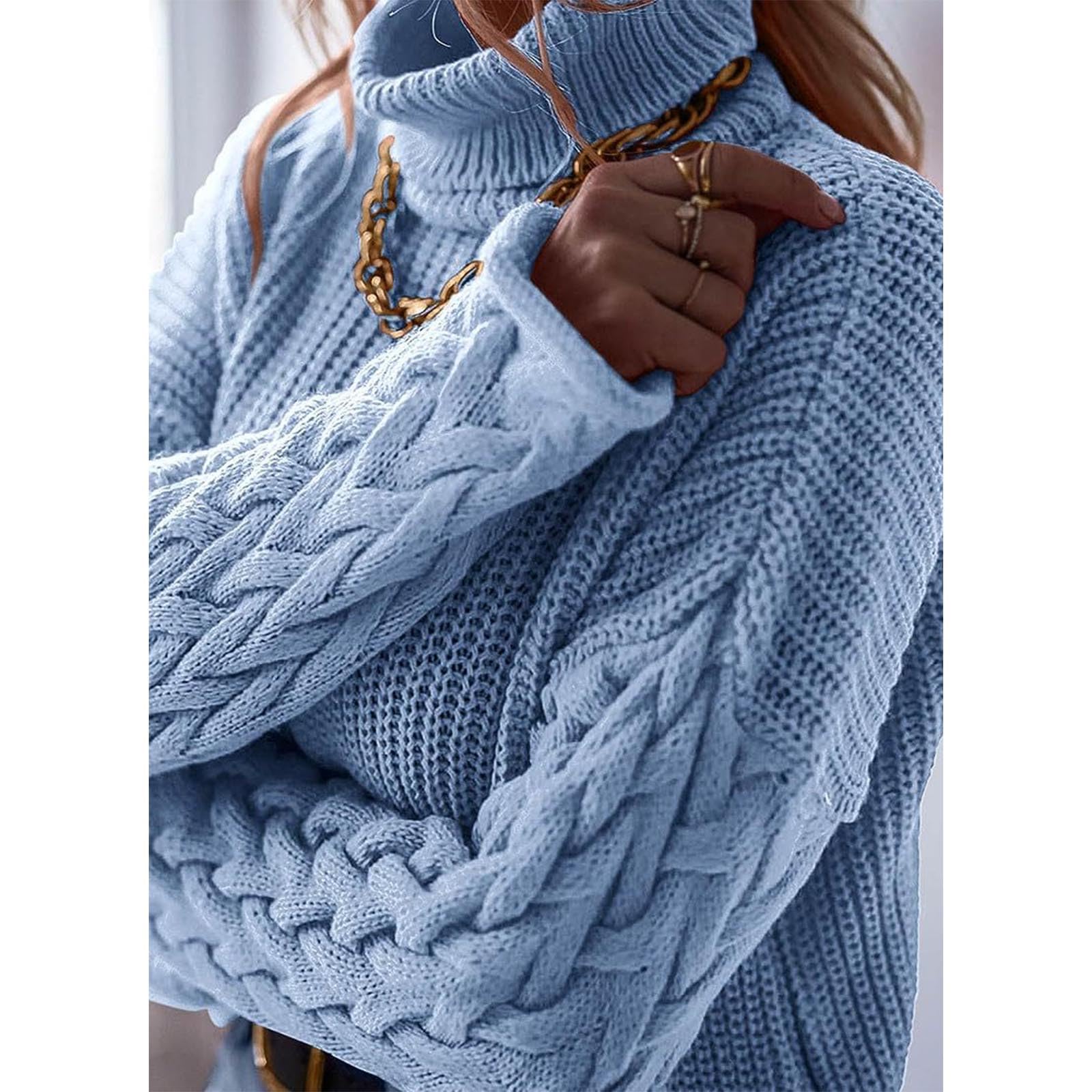 Greabuy Maglione lavorato a maglia a trecce a tinta unita da donna a maniche lunghe autunno inverno pullover felpa per donna maglione casual camicie da donna maglioni da donna felpe a maglia leggere,