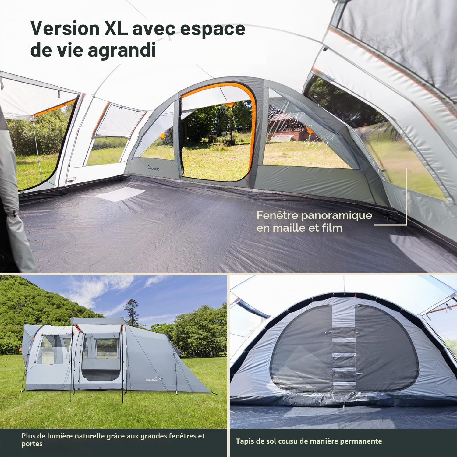 Skandika Tente Tunnel Egersund pour 3/5/7 Personnes | Tente de Camping familiale avec Technologie Sleeper, Tapis de Sol Cousu, Hauteur 2m | Outdoor, Plein Air