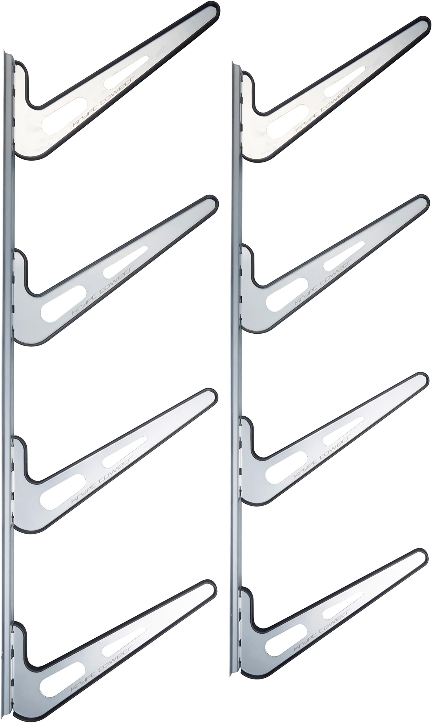 Krypt Towers Ultimate Board Sports Wall Mount Storage Rack, Heavy Duty Steel Board Stand, Rubber Padded Fingers, Store & Display Up To 4 Surfboards, Wakeboards, Snowboards, Skiis, Longboards & More