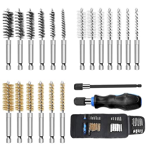 Juego de 18 cepillos de alambre para automóvil, variedad de tamaños, acero inoxidable, latón, nailon trenzado para limpiar el óxido, vástago