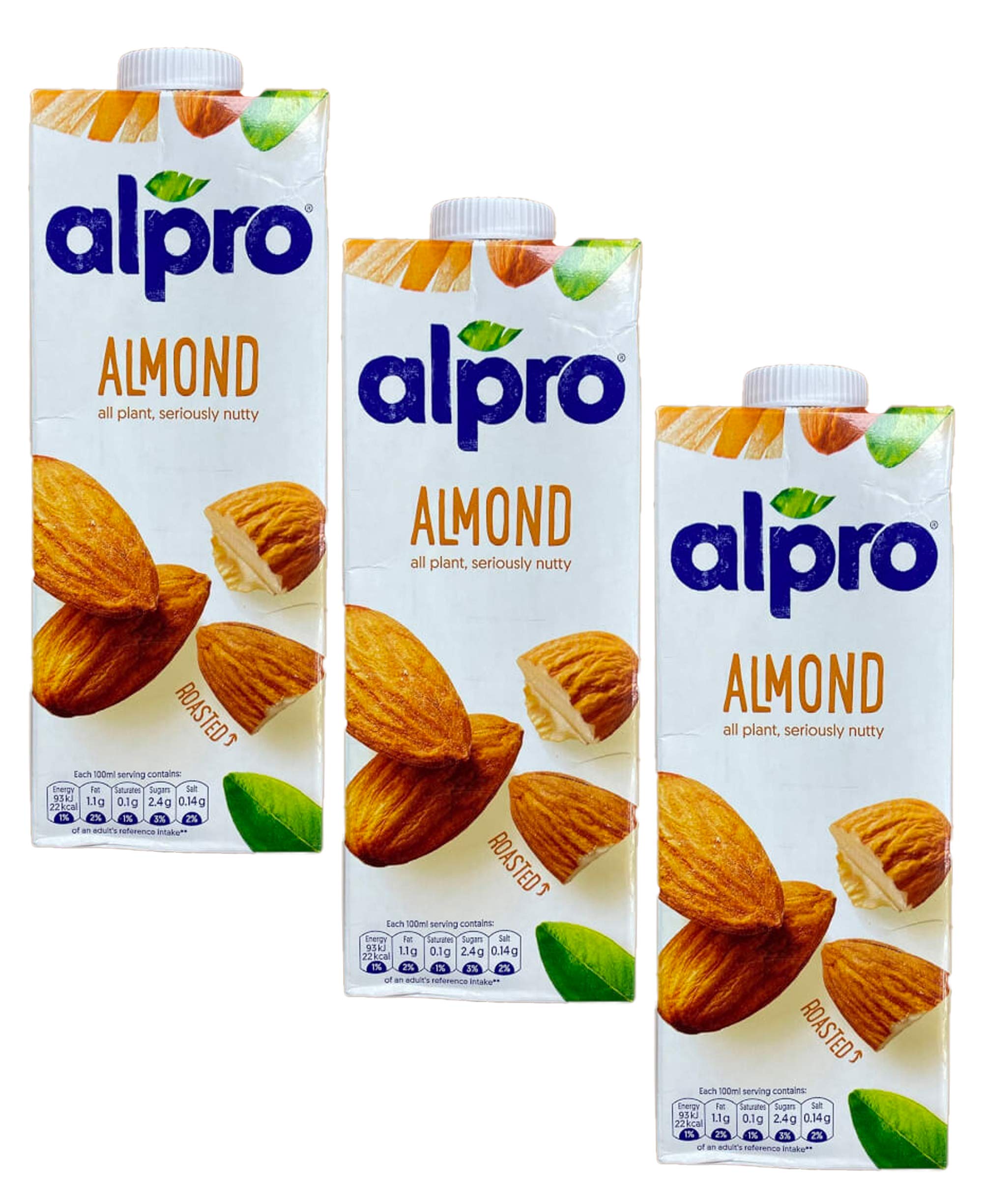 Almond Original Milk Drink Sugar Free Low Fat Vegeterian Drink 1 Litre x 3