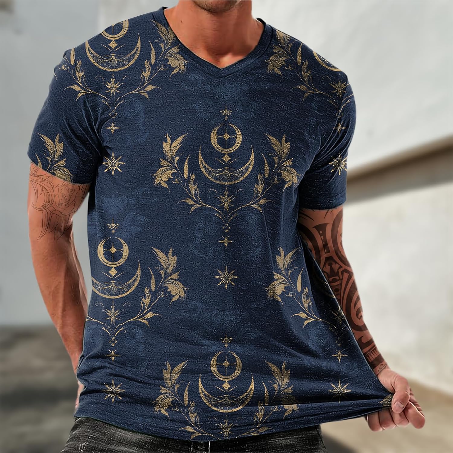 domirica Mens T Shirt Fashion Graphic V Neck Short Sleeve Basic Tops Casual Lightweight Comfy Streetwear Tees