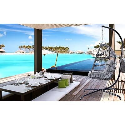 Egg Chair Rattan Wicker Hanging Outdoor Chair with Stand Indoor Outdoor Chair Swing with Cover for Kids Teens Adults… 81bRmUeWyOL