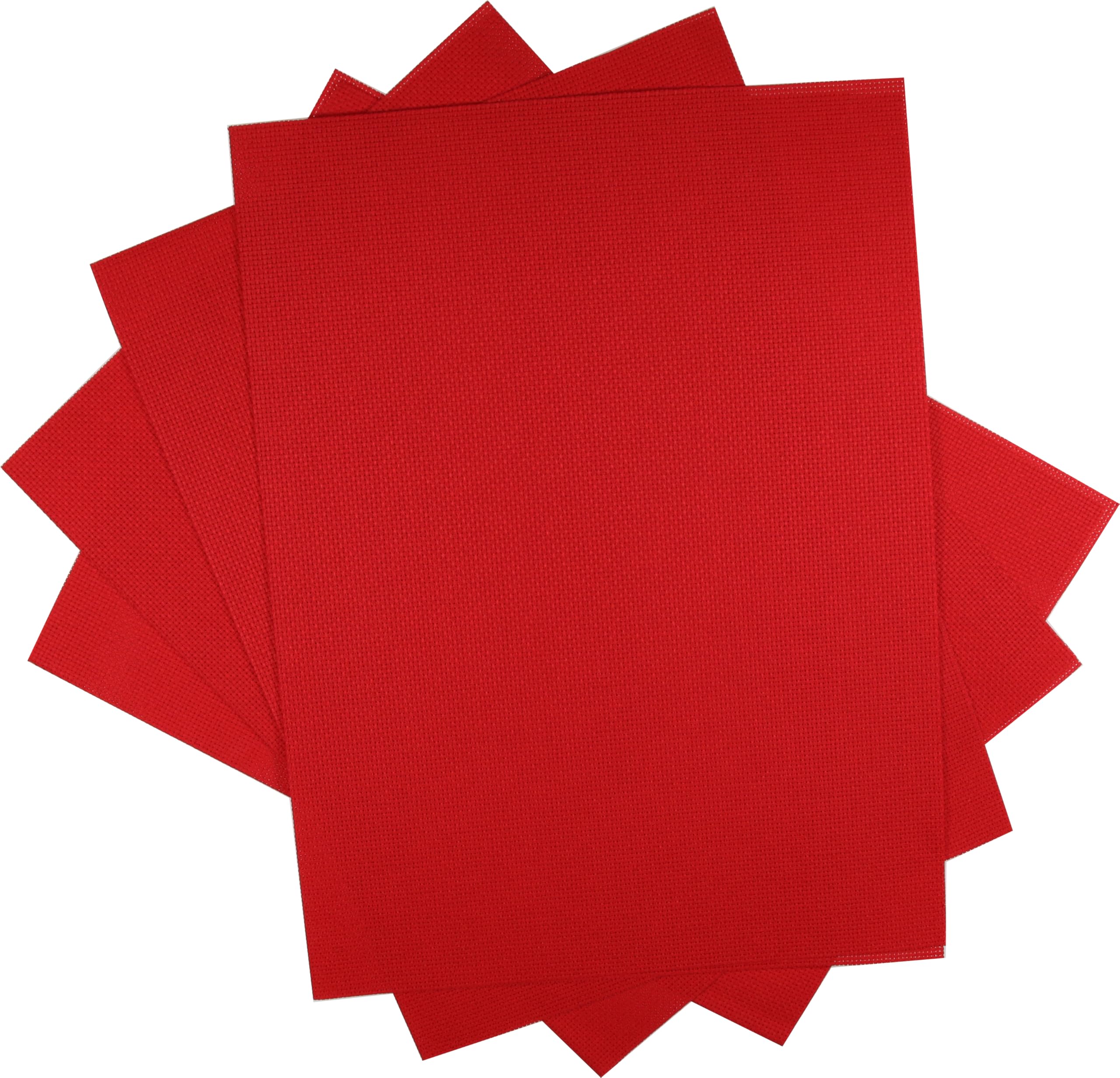 KCS 4/6 pc of 12" x 18"(30cmx45cm) 16CT Counted Cotton Aida Cloth Cross Stitch Fabric (Red, 4 pc)