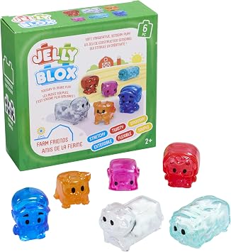 Jelly Blox Farm Friends Set 6 Characters, Toddler Preschool Building Blocks