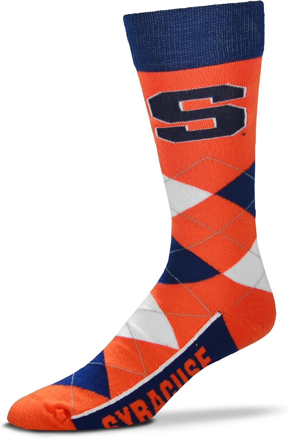 For Bare Feet NCAA Syracuse Orange Argyle Line Up Dress Sock Team Color OSFM