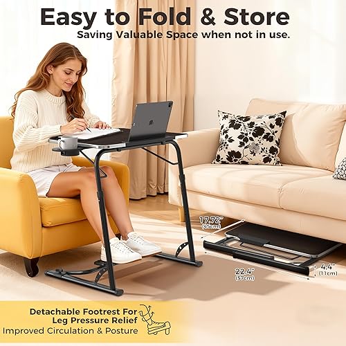 Miniatura 6 de FoldWise - Mesa plegable mejorada para TV y portátil - Extra grande y resistente, mesa para sofá, altura y ángulo ajustable para cena, trabajo y TV