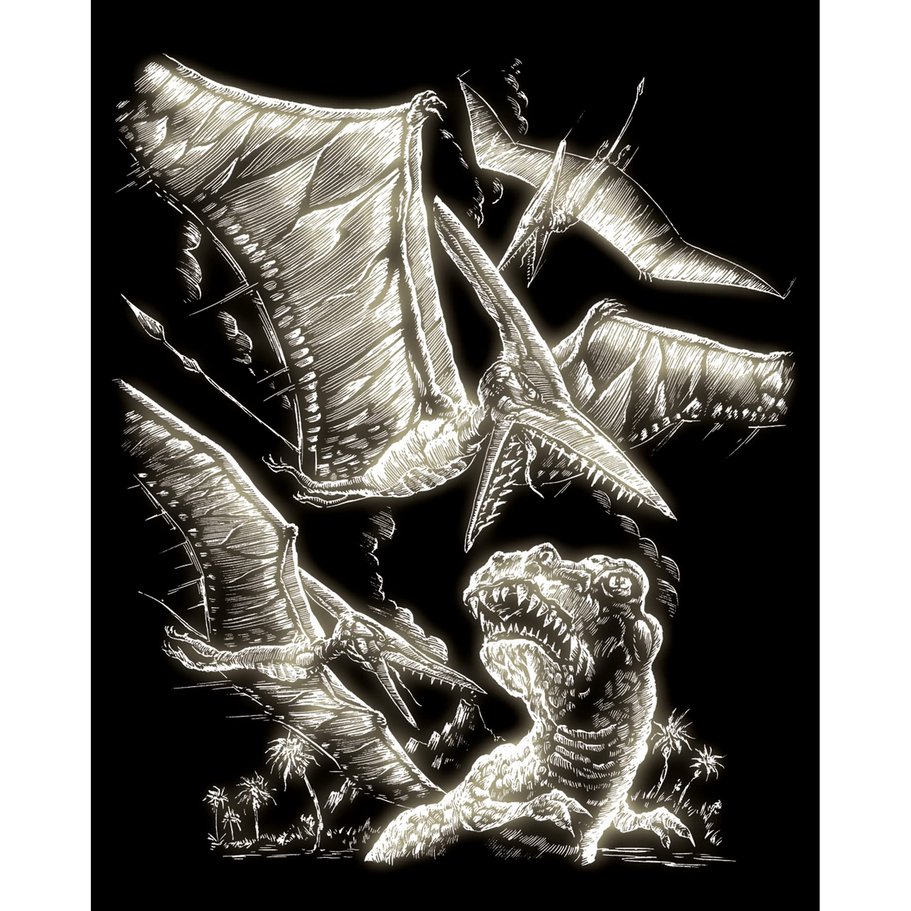Pracht Creatives Hobby Royal & Langnickel - Scratch Picture Pterosaur Glow in the Dark Scratch Pictures for Children and Adults with Scratch Pen and Template