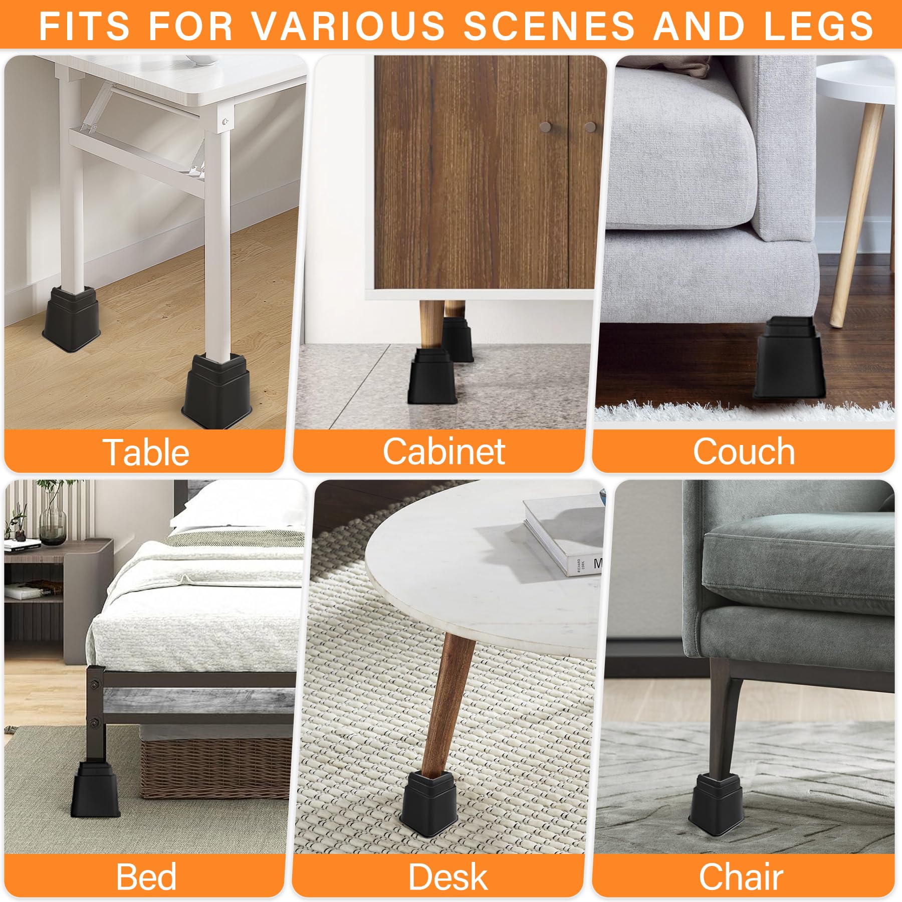 Two Inch Platform Riser Shouwuhho Bed Risers 2 Inch, Bed Furniture Risers Elevation In Heights ...
