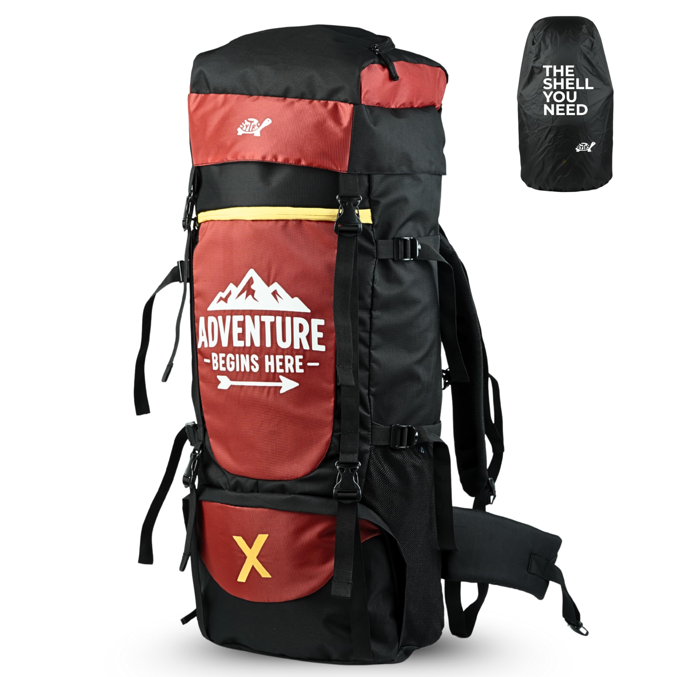 sytro Shell 80 Litres Trekking Backpack with Shoe Compartment & Laptop Sleeve | Onyx Black | Weather and water Resistant Rucksack, Compression Straps & Multiple Pockets for Hiking & Travelling-picture-12