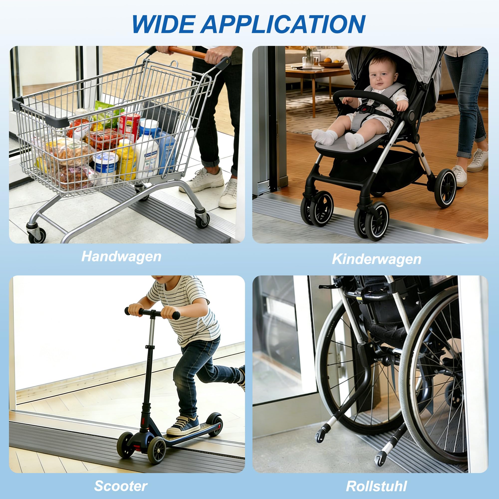 CUTIS Rampa per soglia, 90 x 10 x 3,5 cm, rampa per sedia a rotelle, in gomma piena, superficie antiscivolo, per sedia a rotelle, deambulatore, robot aspirapolvere passeggino (grigio)