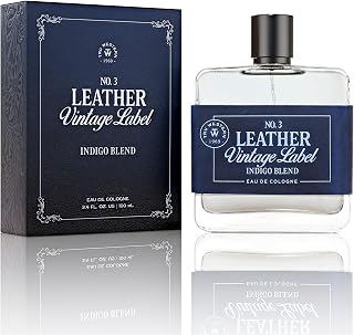 Leather No. 3 by Tru Western, Vintage Label Indigo Blend, 3.4 fl oz (100 ml), with Notes of Velvety Citrus, Blue Vetiver, Wild Lavender, and Sueded Sandalwood, Clean, Smooth, Masculine Fragrance