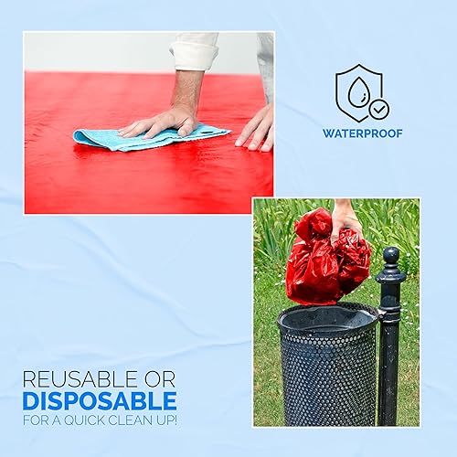 Miniatura 5 de LINPRO Paquete de 2 manteles de plástico, manteles desechables de 6 pies para fiestas y mesas plegables, impermeables, para exteriores, campamento,