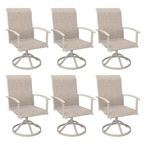 Swivel Patio Dining Chairs Set of 6, Outdoor Swivel Chairs