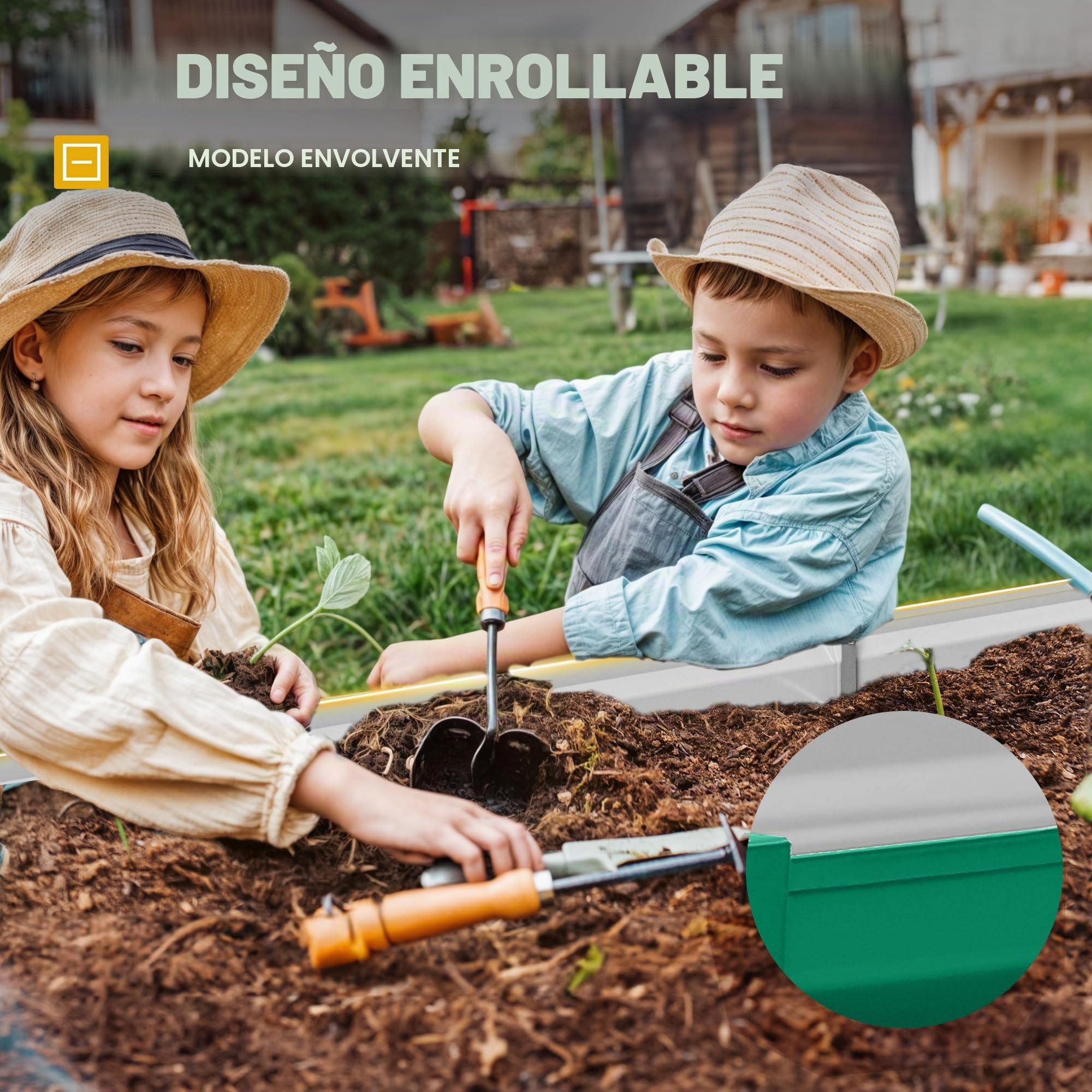 DWVO Bancal de Metal 180 x 90 x 60 cm con Guantes, bancal Alto de Acero Inoxidable y Resistente a la Intemperie, Estable galvanizado con Goma de Seguridad para Verduras, Flores, Frutas, Verde