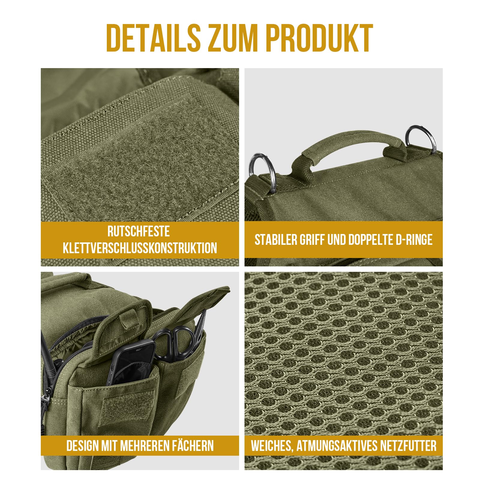 OneTigris Harnais pour Chien Hoppy Camper 3.0 - Sac à Dos avec 2 Poches Principales et 4 Secondaires pour Camping et Randonnée - pour Chiens Moyens/Grands - Vert L