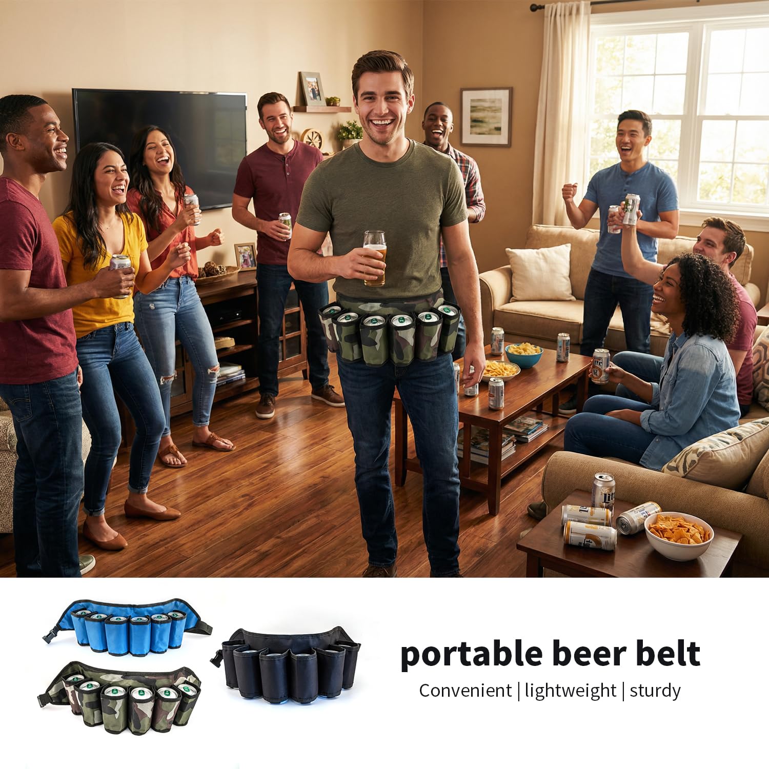 Cinturón de cerveza, bolsa de cinturón de cerveza y bebida, bolsa de almacenamiento de cintura, cinturón de cerveza, soporte de cinturón de cerveza de tela Oxford