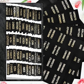 Gold Foil Bible Tabs for Men and Women, 100 PCS Catholic Bible Tabs for Old and New Testament, Easy to Read & Apply, Black