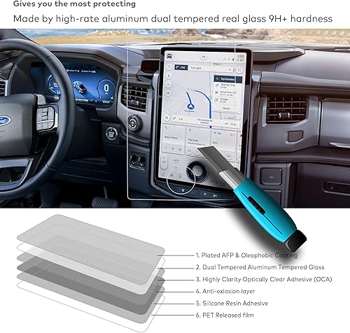 Miniatura 10 de Protector de pantalla de vidrio templado diseñado para Ford Super Duty F-250 F-350 F-450 AG 2023, 12 pulgadas, SuperDuty F250 F350 F450 GPS,