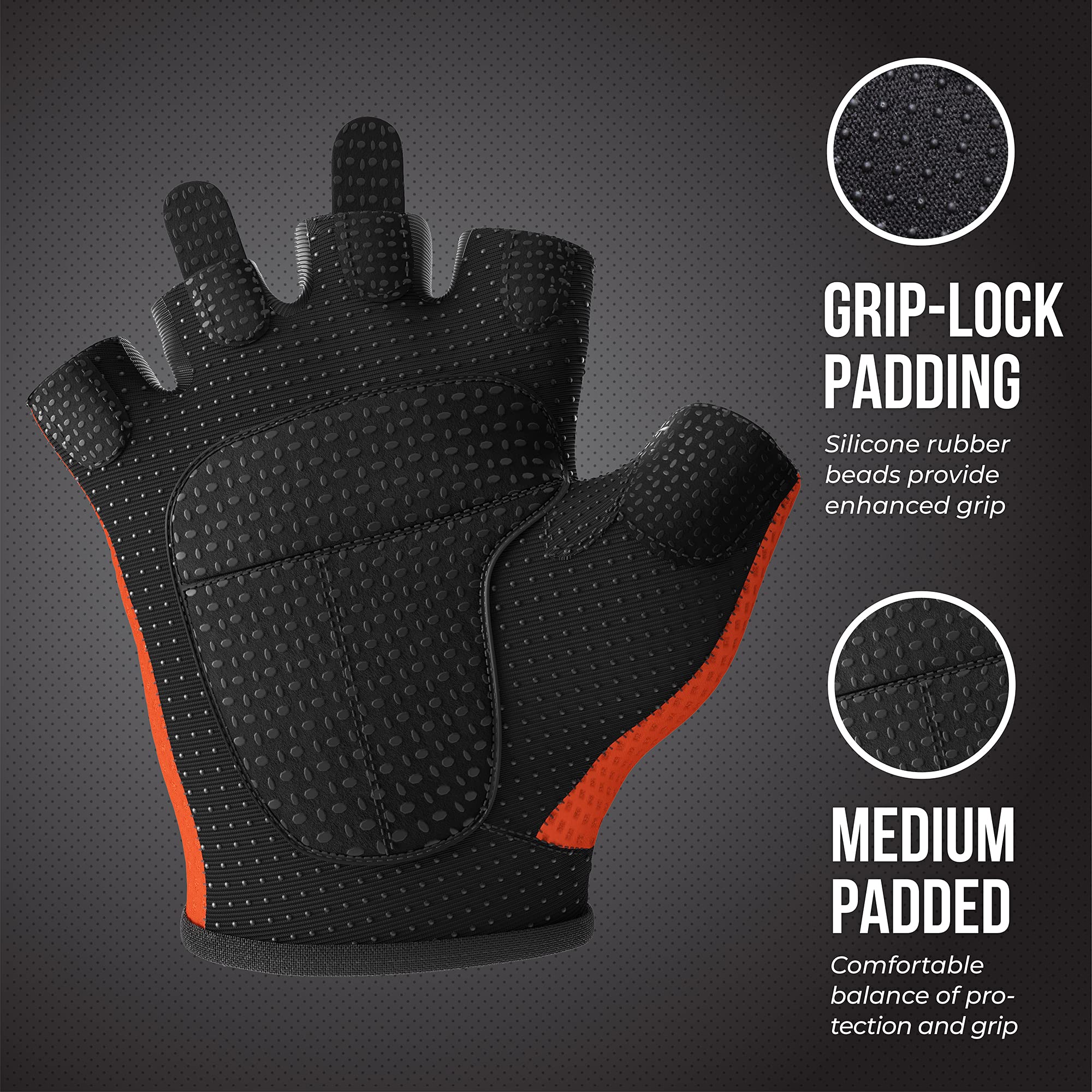 Contraband Pink Label 5307 Damen Design Series Diamond Mesh Hebe- und Ruderhandschuhe (Paar) – leicht, vegan, mittelgroß, gepolstert, Mikrofaser-Amara-Leder mit Griplock-Silikon