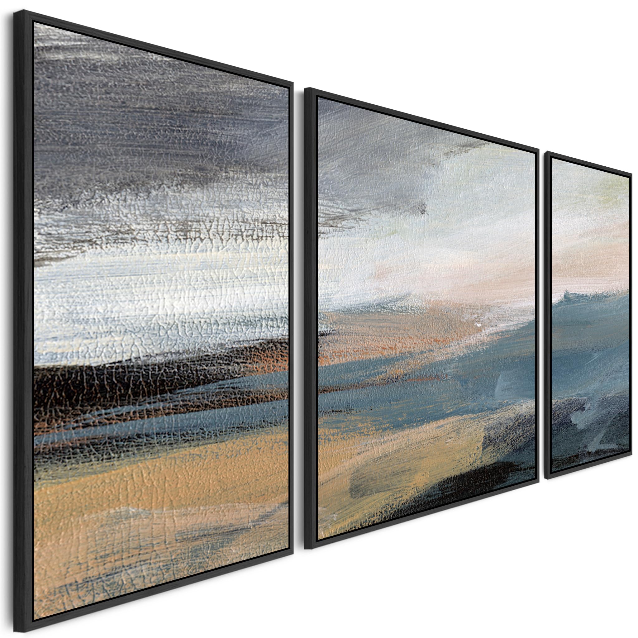 Wallfillers Large Framed Abstract Artwork for Living Room - Blue Grey Wall Art - XXL 212cm Wide