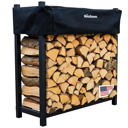 Woodhaven The 4 Foot Firewood Log Rack with Cover
